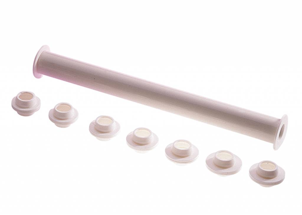 Rollholz mit 11 Distanzringen, Kunststoff