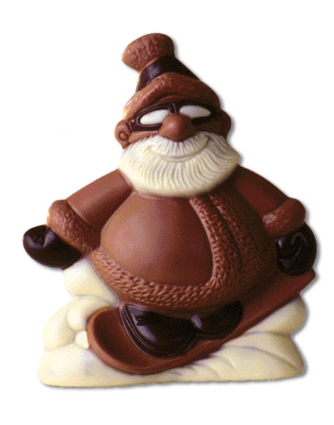 Schokogießform Nikolaus auf Snowboard