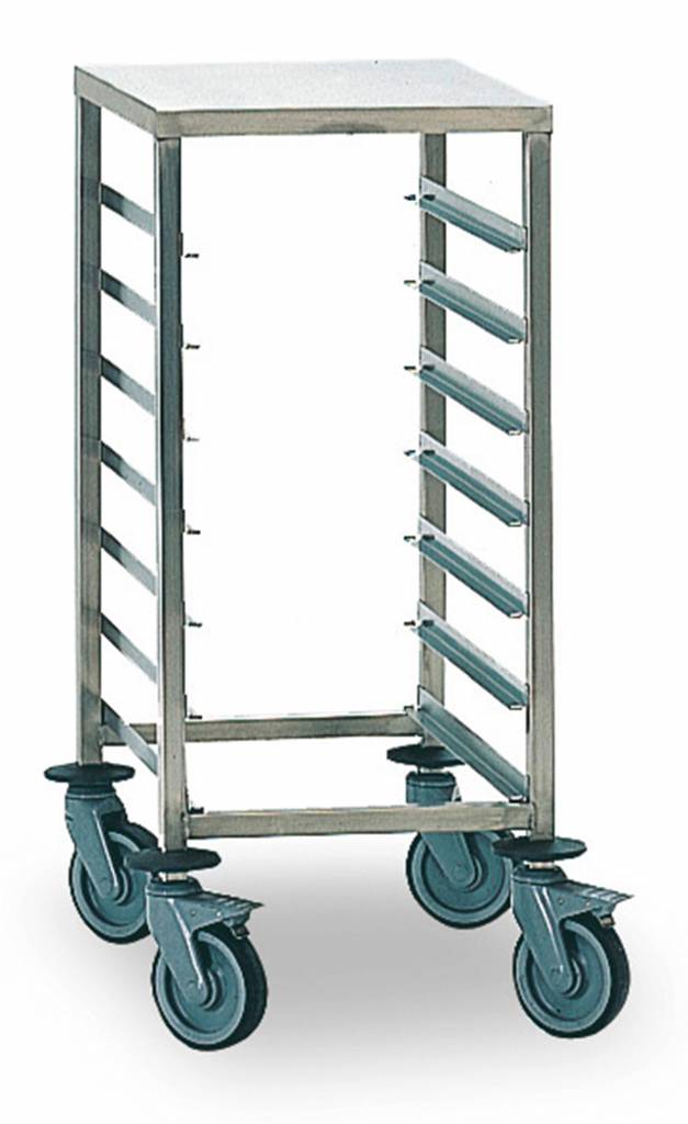 Regalwagen GN 1/1 mit Tischplatte, Chromnickelstahl